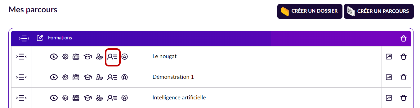 Liste des utilisateurs