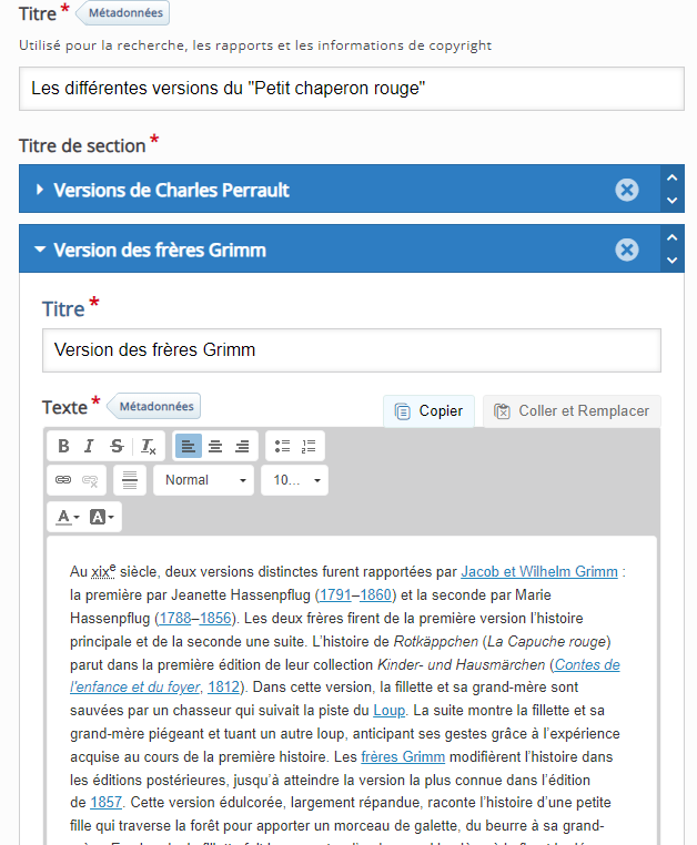 Icônes de navigation dans le menu déroulant