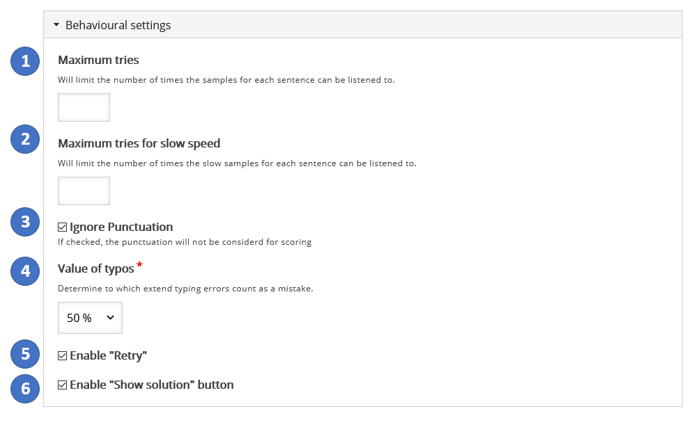 Interface des comportements