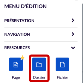 menu édition dossier