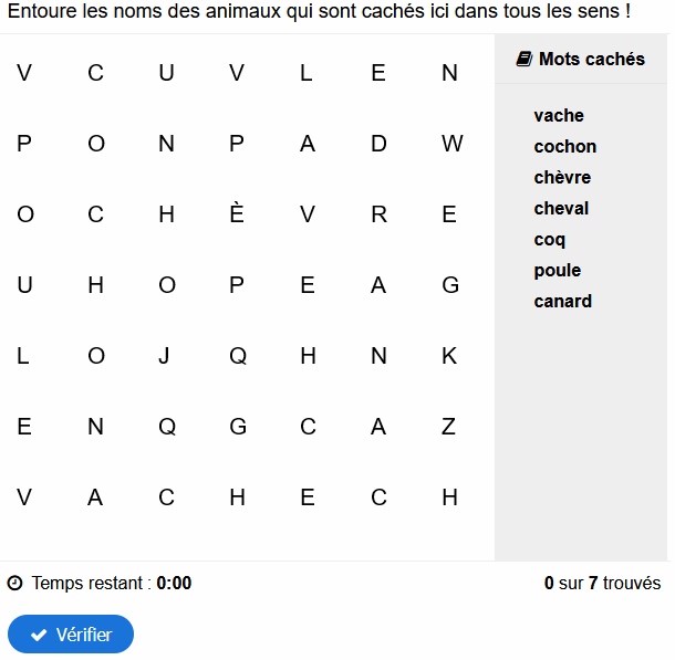 Une grille de &quot;Mots Mêlés&quot;