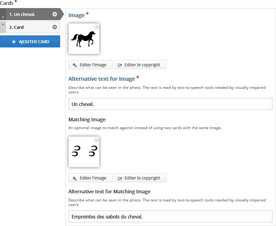 Interface de création de la deuxième image d&#39;une paire