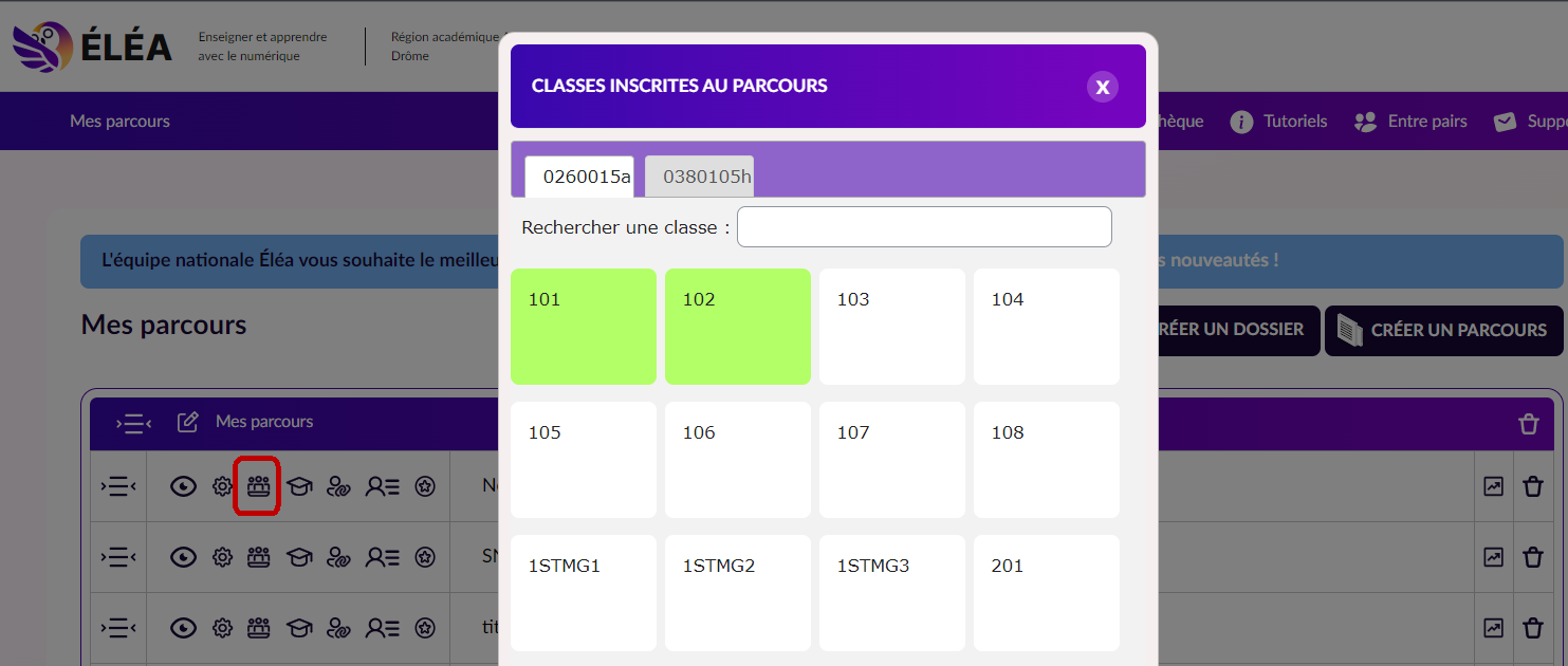 inscription des classes