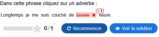 Exemple d&#39;une réponse incorrecte à une activité &quot;Mark the Words&quot; (Mots recherchés)