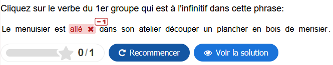 Exemple d&#39;une réponse incorrecte à une activité Mark the Words (Mots recherchés)