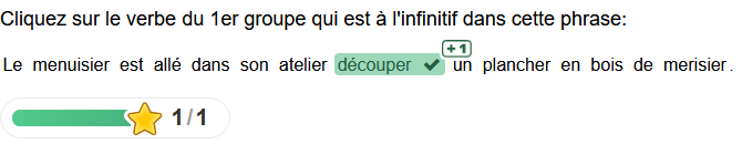 Exemple d&#39;une réponse correcte à une activité Mark the Words (Mots recherchés)