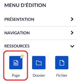 menu édition Page