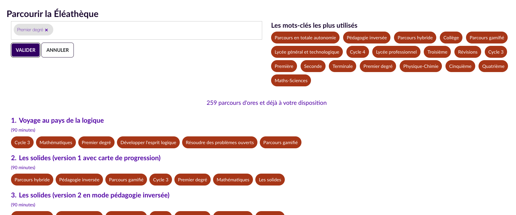 sélection de parcours