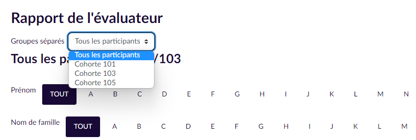 groupes classes par défaut